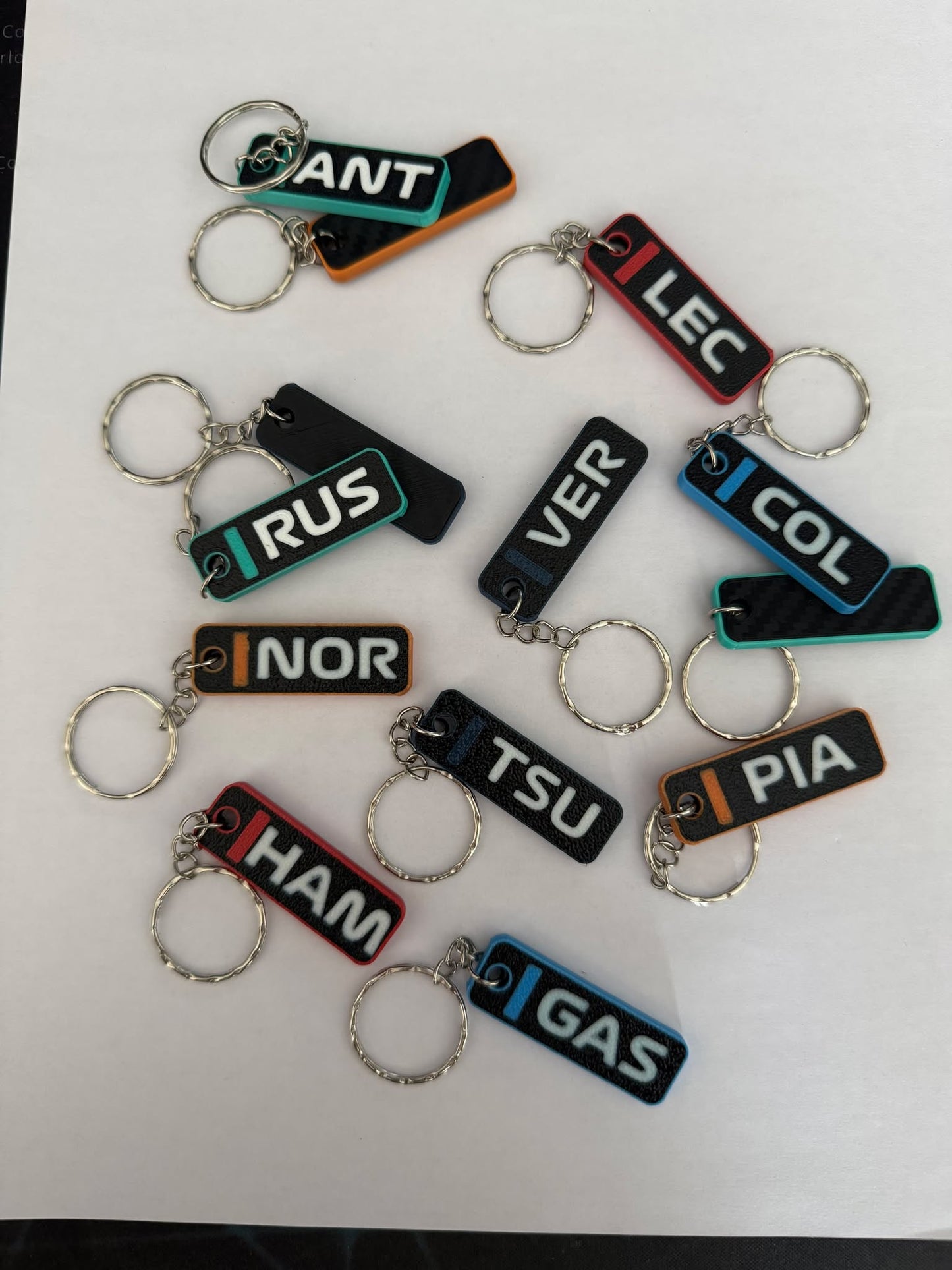 F1 Driver Tags Keychain 2026 – 3D Printed Formula 1 Gift